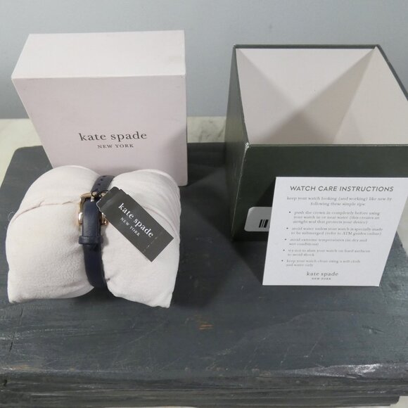 NiB Kate Spade New York Metro Slim Women's Watch,  Navy Blue Leather Strap $198 - Picture 11 of 15